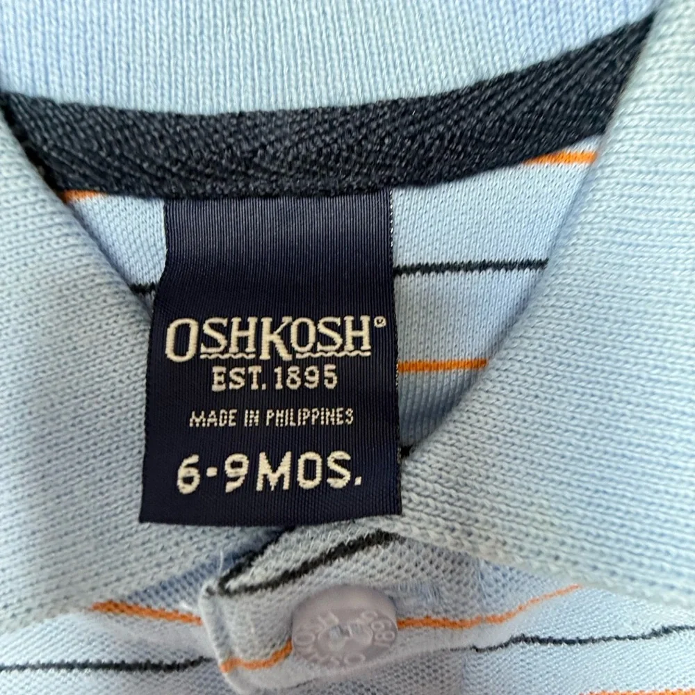 Vintage Oshkosh Baby Boy 9 Months Blue Striped‎ One Piece Romper 90s Easter